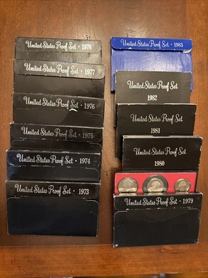 12 Sets U.S. Mint Proof Set 1973,1974,1976 thru 1983 Plus Extra 1976 & 1979  120 - Image 1 of 4