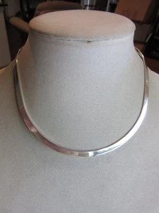Mexico 925 flat edge silver collar necklace, weight 23.3 grams - Picture 1 of 7