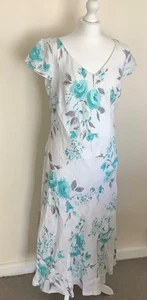 Per Una dress 14L linen midi patterned lined - Picture 1 of 8