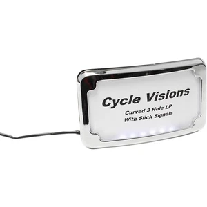 Montaje de matrícula Cycle Visions cromado curvo de 3 orificios con marco iluminado - CV4641 - Imagen 1 de 3