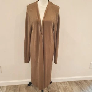 Lafayette 148 NY hellbraune lange offene Rippstrickjacke, Gr. XL - Bild 1 von 4
