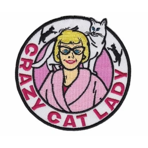 Nuovo Archie McPhee Crazy Cat Lady gatto gatti gattino gattino ricamato ferro su toppa - Foto 1 di 2