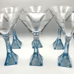 6 Vasos Martini Vintage Bombay Zafiro Azul Cuadrado Vástago Retorcido Nuevos en Caja - Imagen 1 de 10