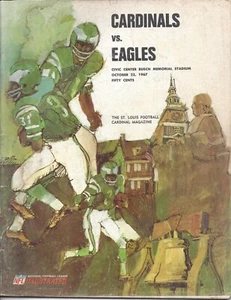 1967 10/22 programa de fútbol americano St. Louis Cardinals Philadelphia Eagles mancha de agua - Imagen 1 de 2