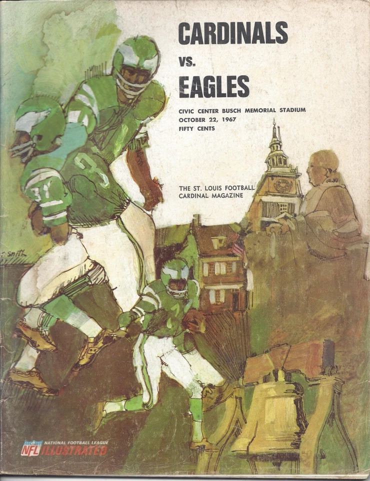 1967 10/22 football program St. Louis Cardinals Philadelphia Eagles Water Stain - Image 1 of 2
