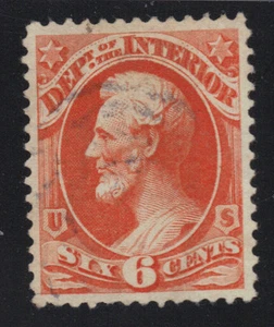 US #O18 Used 6c Lincoln Interior Official - Light Cancel - Nicely-Centered - Picture 1 of 2