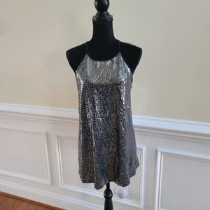 TORRID Womens Black Silver Sequin Top Size 1 Sparkle Swing Cami  - Picture 1 of 7