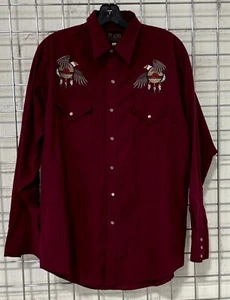 Plains Western Wear Shirt L Embroidered Eagles Button-Up Cowboy - Picture 1 of 4