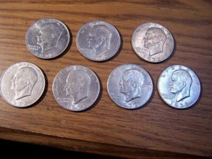 7 Eisenhower Silver Dollars 1972 no mint mark - Picture 1 of 6