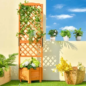NNECW Free-Standing Raised Garden Bed with Trellis for Indoor & Outdoor Planting - Picture 1 of 9