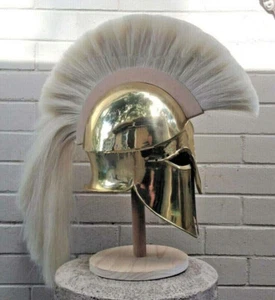 Greek Corinthian Helmet Medieval Brass Finish Ancient Spartan Helmet Battle Read - Picture 1 of 10