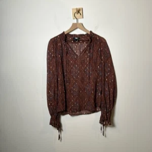 Paige Fia Long Sleeve Sheer Top in Iced Slate Multi Women's size S - Picture 1 of 7