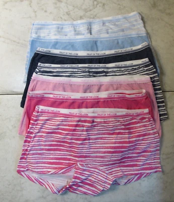 全新带标签 6 Fruit of The Loom 棉/聚酯多种青少年内裤内裤 14 — 第 1/4 张图片
