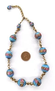 Heirloom Blue Wedding Cake Venetian Necklace Bracelet Earring Set Trade Beads W8 - Picture 1 of 4