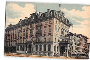 Postal Grand Hotel Indianapolis IN arquitectura histórica escena callejera - Imagen 1 de 2