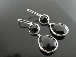 IPPOLITA Rock Candy Sterling Silver 925 Black Onyx Double Teardrop Earrings - Picture 1 of 5