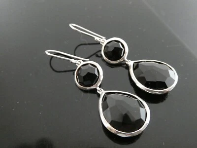 Pendientes IPPOLITA Rock Candy Plata de Ley 925 Ónix Negro Doble Lágrima Foto 1 de 4