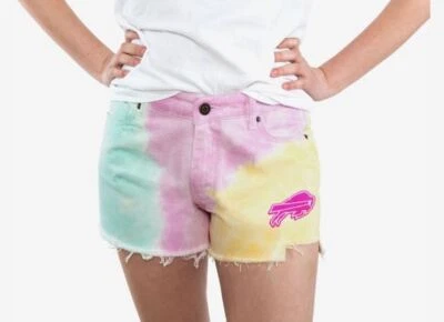 Buffalo Bills NFL FOCO Women's Tie-Dye Rush Denim Shorts - Image 1 of 3