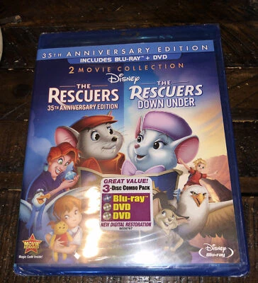 Rescuers, The / Rescuers Down Under (Blu-ray+DVD, 2012) NEW - Image 1 of 2