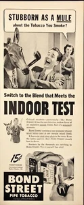 1943 Bond Street Pfeifentabak hartnäckig wie ein Maultier rauchend Vintage Print Ad - Bild 1 von 6