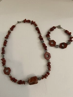 conjunto collar y pulsera cuentas jaspe Foto 1 de 4