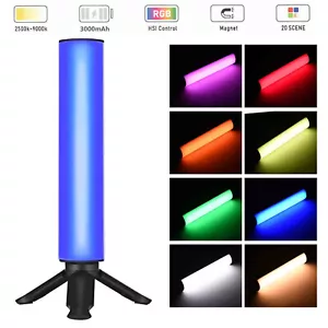 Portable RGB Tube Light Magnetic LED Video Light 2500K-9000K 3000mAh with Tripod - Picture 1 of 12