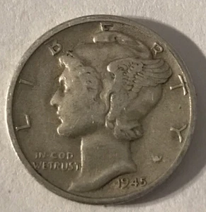 1945-D Mercury Dime. 90 % Silber - Bild 1 von 4