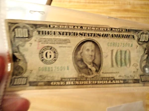 1934 $100 Federal Reserve Note Chicago IL G08817509A - in good circulated shape - Picture 1 of 6