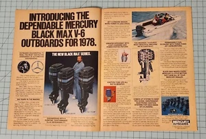 1977 Vintage Print 2 Page Ad Introducing The Dependable Mercury Black Max V-6 - Picture 1 of 5