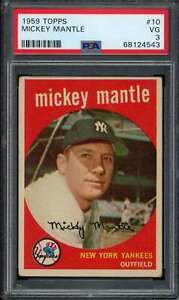 1959 Topps #10 Mickey Mantle PSA 3 NY Yankees  (4543)
