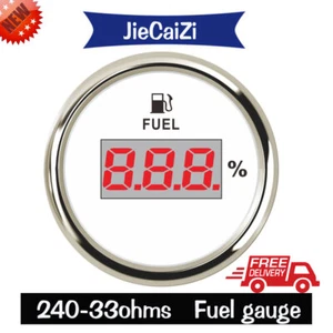white 52mm digital fuel level meter gauge 240-33 ohms 9-32V for car truck marine - Picture 1 of 7