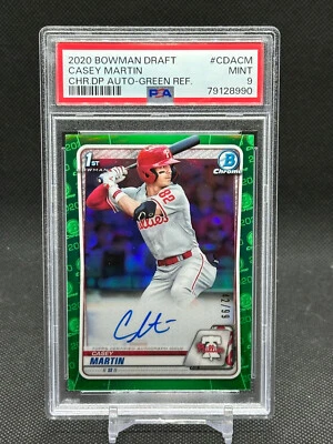 2020 Bowman Draft Chrome Casey Martin Green Refractor AUTO PSA 9 /99 Phillies - Image 1 of 2