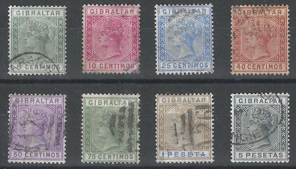 Gibraltar, 1889-1895, Scott #29-30, 32-35, 36A, 38, Used - Image 1 of 1