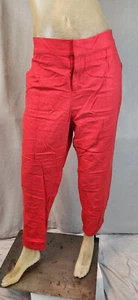Old Navy Red LARGE Cotton Tapered Leg Elastic Waist Pants Slacks Womens USED - Picture 1 of 4