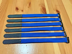 20mm X 250mm RC Rubberized Battery Straps 6 Pack Blue/ Black - Picture 1 of 3