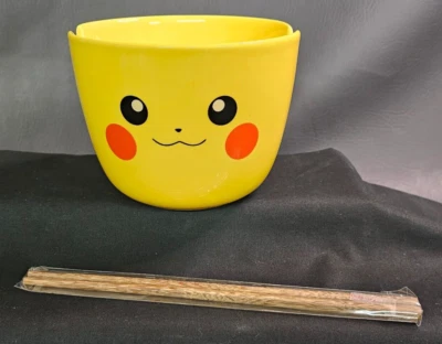 No Brand Pokémon Pikachu Ramen Bowl with Chopsticks 20 oz. NIB - Image 1 of 4