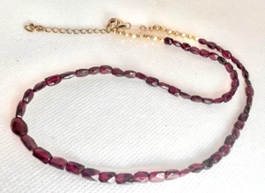14k/20 Gold Fill Natural Rhodolite Garnet Fancy Faceted Beads 19 Inch Necklace - Imagen 1 de 10