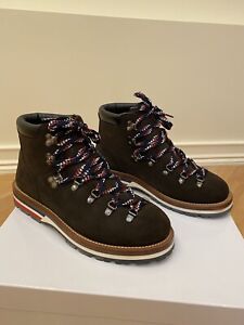 NWB Moncler Peak Dark Brown Suede Boots Hiking Shoes Sneakers Size IT 40 Us 7