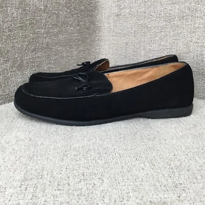 Lands End Zapatos Mujer 7.5B Negro Gamuza Cuero Mocasín Sin Cordones Caminar Informal Foto 1 de 4