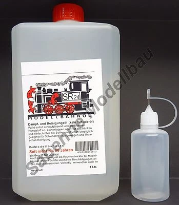 SR 24 1 Liter Dampf - und Reinigungsöl Modellbahnöl + 30ml Nadelflasche - Bild 1 von 3
