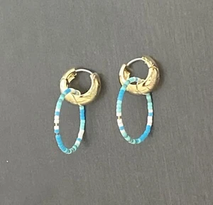 Gorjana 18K Gold Plated Gigi Drop Hoop Earrings- Laguna 245-002-533-G - Picture 1 of 8