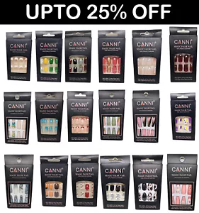 CANNI 24pcs Press On False Finger Nails - Fake Nails Glittered Solid Colours - Picture 1 of 99