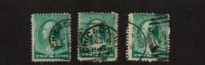 1887 U.S. Classic 3c Green Washington FANCY CANCELS Lot of 3 Sc#213 Used CHICAGO - Picture 1 of 1