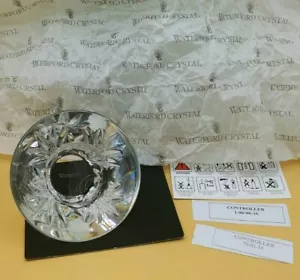 Retirado ~ Cristal Waterford *Nicky* Corte en cuña votivo con vela de luz verde azulada 3,5 pulgadas - Imagen 1 de 12