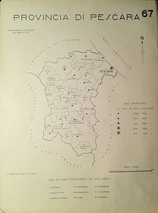 1938 GEMEINDEN PROVINZ PESCARA TOPOGRAPHISCHE KARTE Salle Popoli Pianella Corvara - Bild 1 von 1