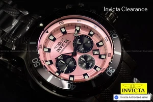 Invicta Coalition Forces NIGHT HAWK 52mm Mens PINK Dial Chrono Black Tone Watch - Picture 1 of 8