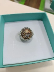 Anello Argento 925Con Cammeo Golfo Di Napoli E Zirconi - Foto 1 di 4