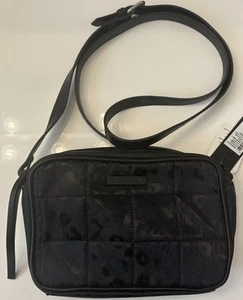 Tahari Leopardenmuster Crossbody Schulter Handtasche schwarz auf schwarz Muster gesteppt Neu mit Etikett - Bild 1 von 11