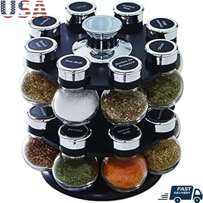 Estante Giratorio para Especias con 16 Tarros Tapones Tamiz Extraíbles Cocina Organizador Regalo Nuevo Foto 1 de 4
