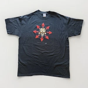 Vintage 2001 Chaos Comics Skull T-Shirt Shield Graphic Anvil USA Made Red Arrow - Picture 1 of 6